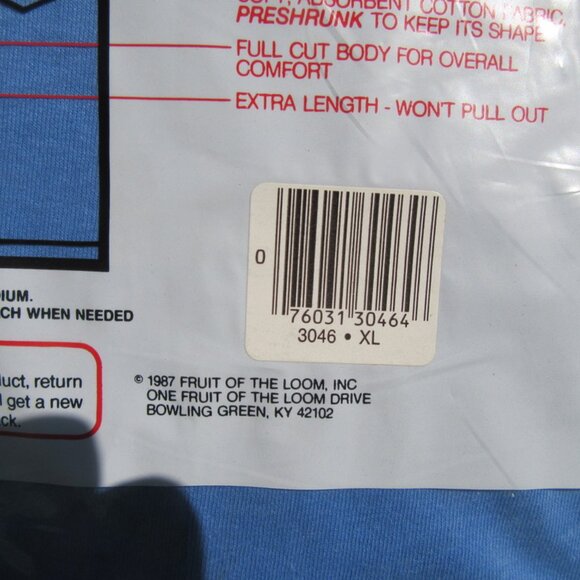 Vintage 1987 Brand New Fruit Of The Loom Blue Pocket T-Shirt Size XL - Picture 5 of 5